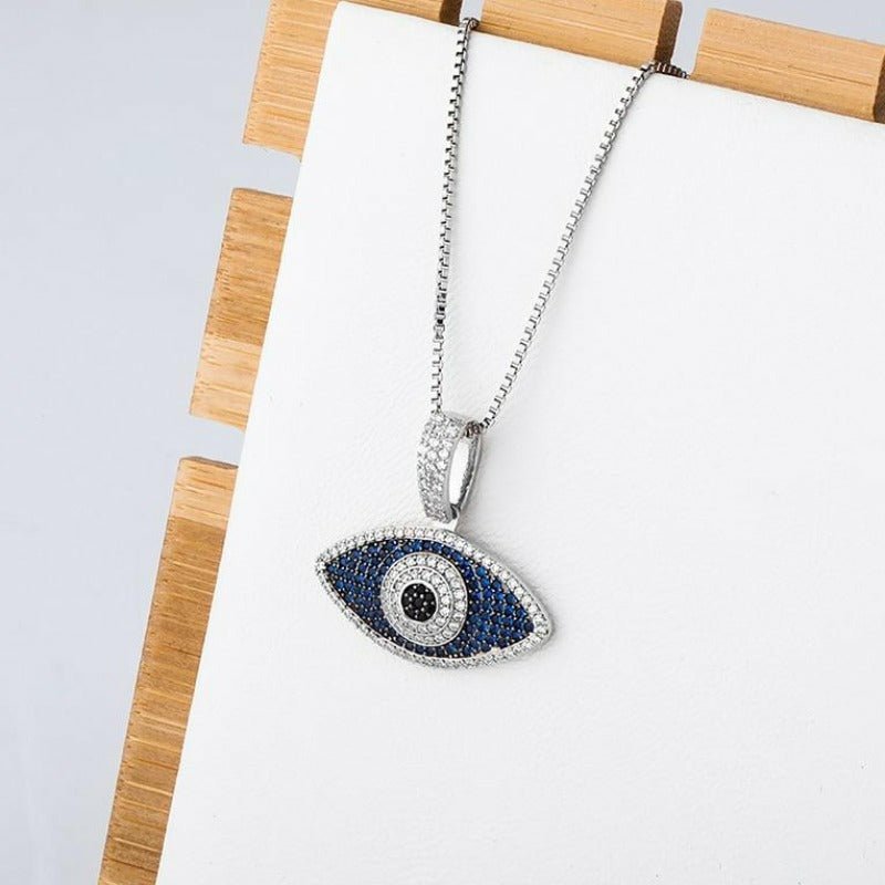 14K Gold Plated 925 Silver "Evil Eye" Pendant with Box Chain - Ideal Place Market