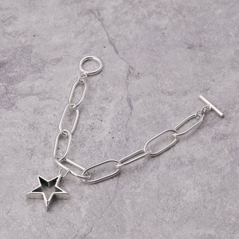 5-Pointed Star and Chain Link Bracelet in S925 - Ideal Place Market