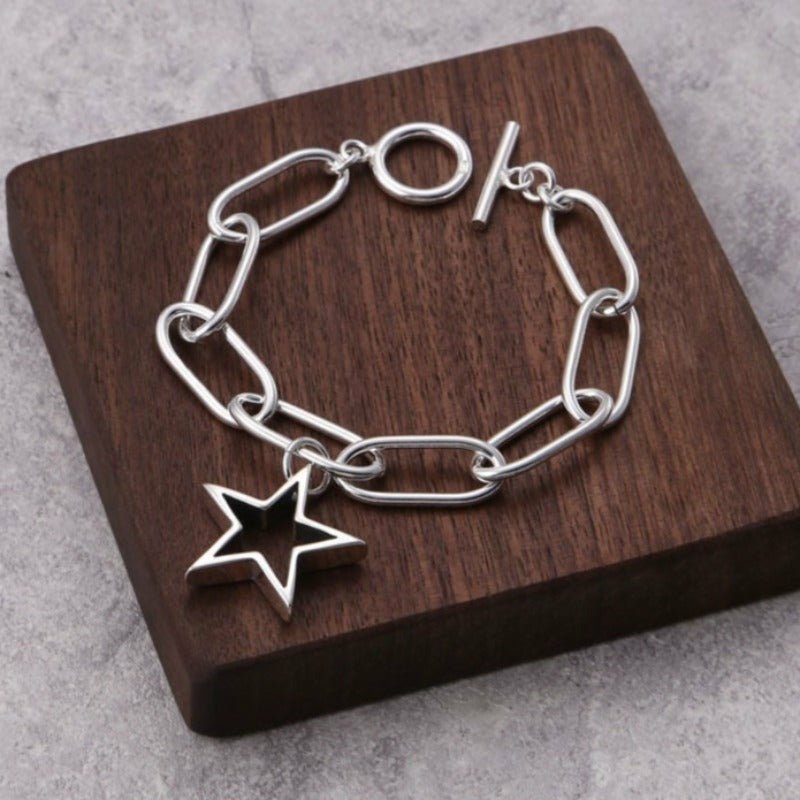 5-Pointed Star and Chain Link Bracelet in S925 - Ideal Place Market