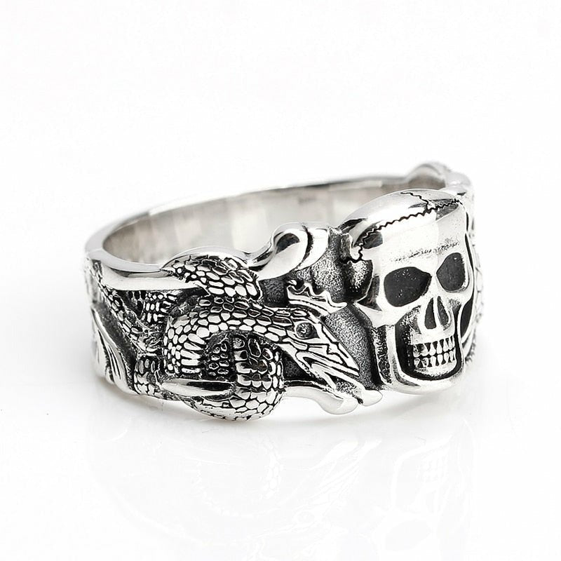 925 Silver Skull & Devil Snake Crown Ring - Ideal Place Market