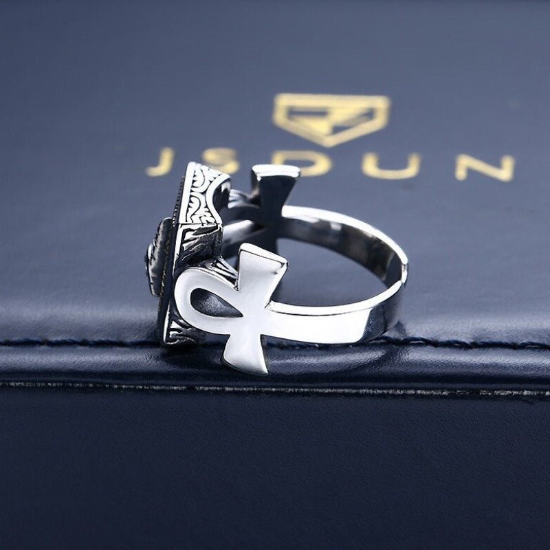 Adjustable 'Eye of Providence' SIlver & Brass Ring - Ideal Place Market