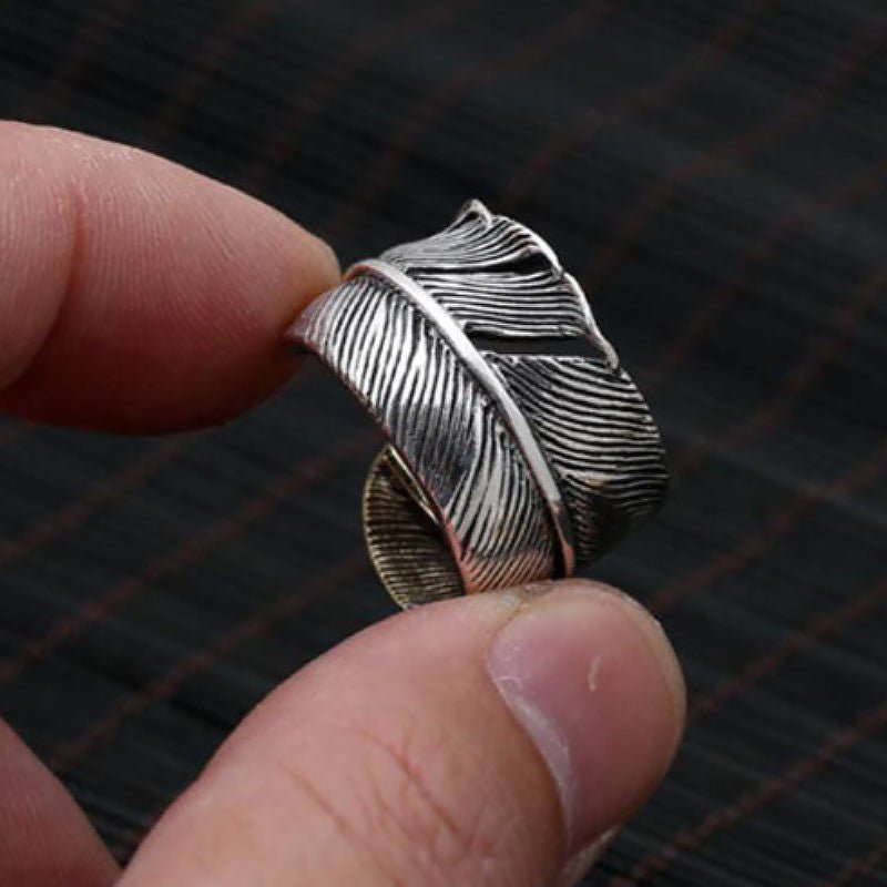 Adjustable Silver Eagle Feather Ring - Ideal Place Market