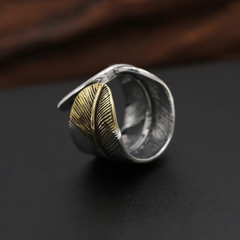 Adjustable Silver Eagle Feather Ring - Ideal Place Market