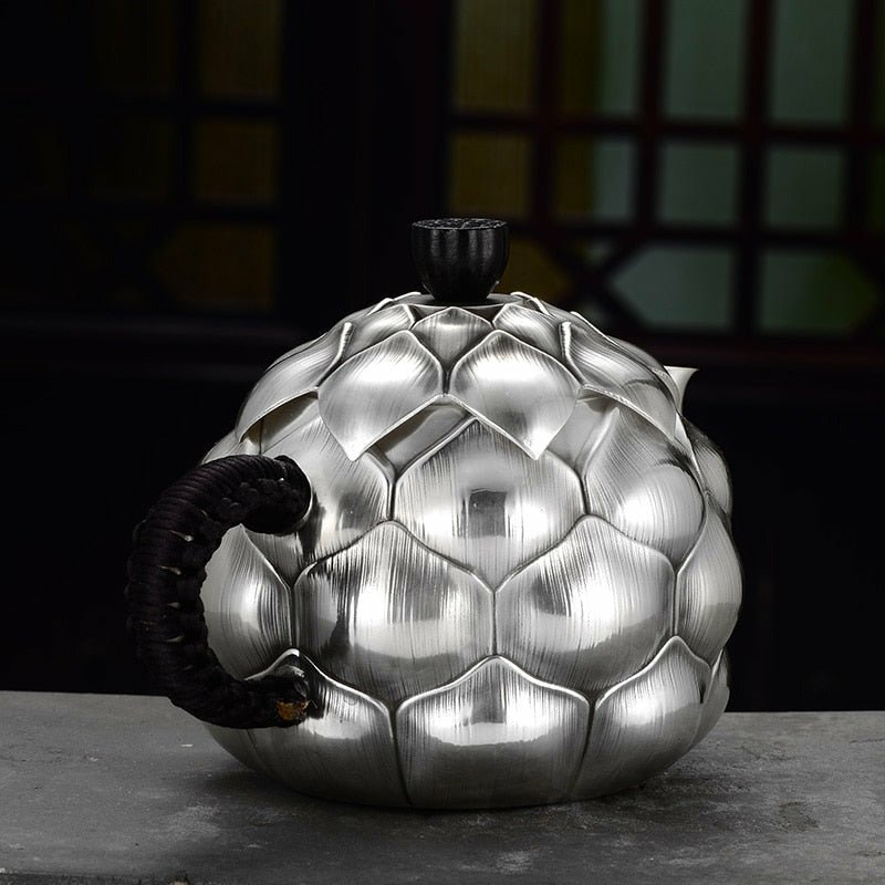 Ancient Artisan Detailing Technique - Lotus Flower S999 Silver Teapot - 210ml - Ideal Place Market