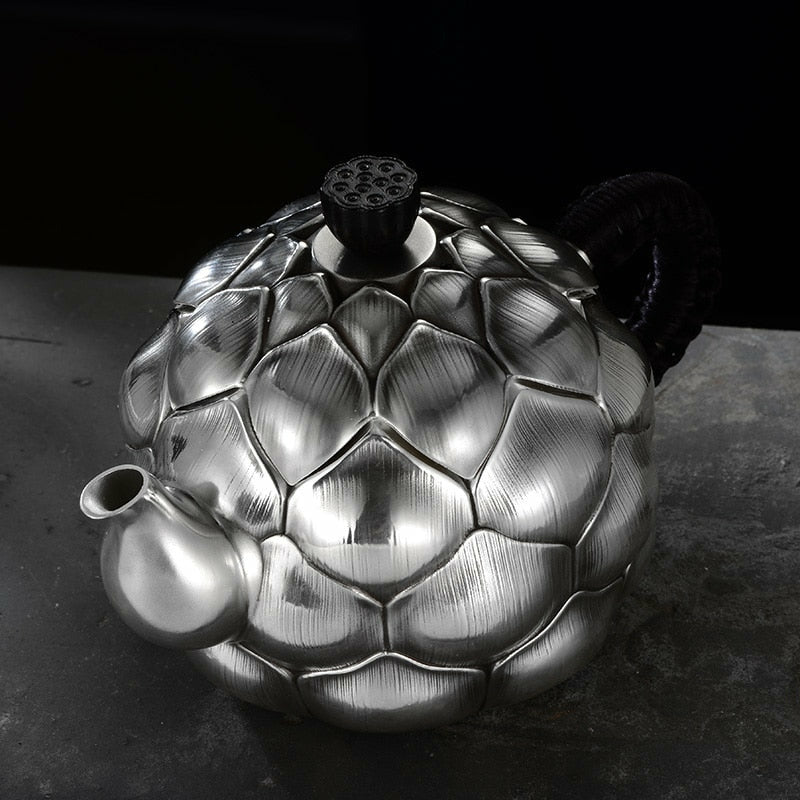 Ancient Artisan Detailing Technique - Lotus Flower S999 Silver Teapot - 210ml - Ideal Place Market