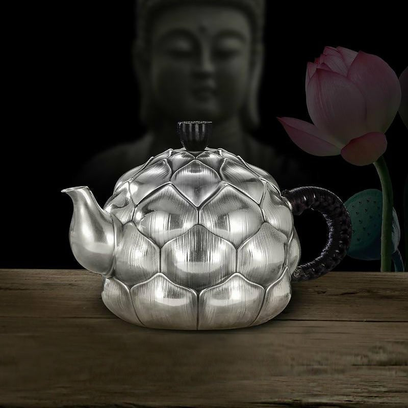 Ancient Artisan Detailing Technique - Lotus Flower S999 Silver Teapot - 210ml - Ideal Place Market