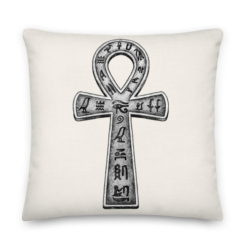 Ancient Egyptian Ankh & Scarab Premium Stuffed Reversible Throw Pillows - Ideal Place Market