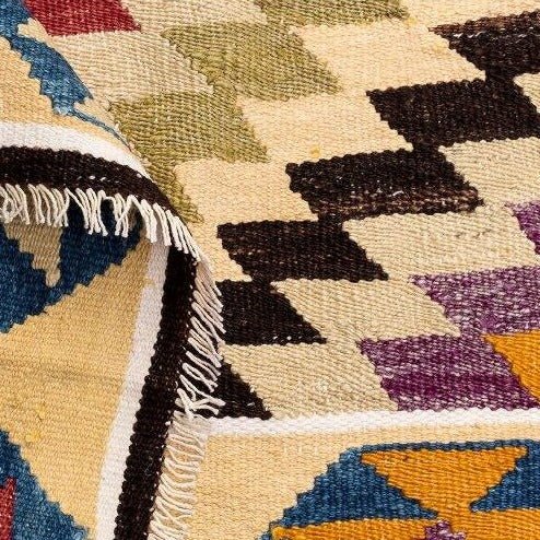 Asymmetrical Traditional Hand-Woven 100% Wool Kilim Rug - Ideal Place Market