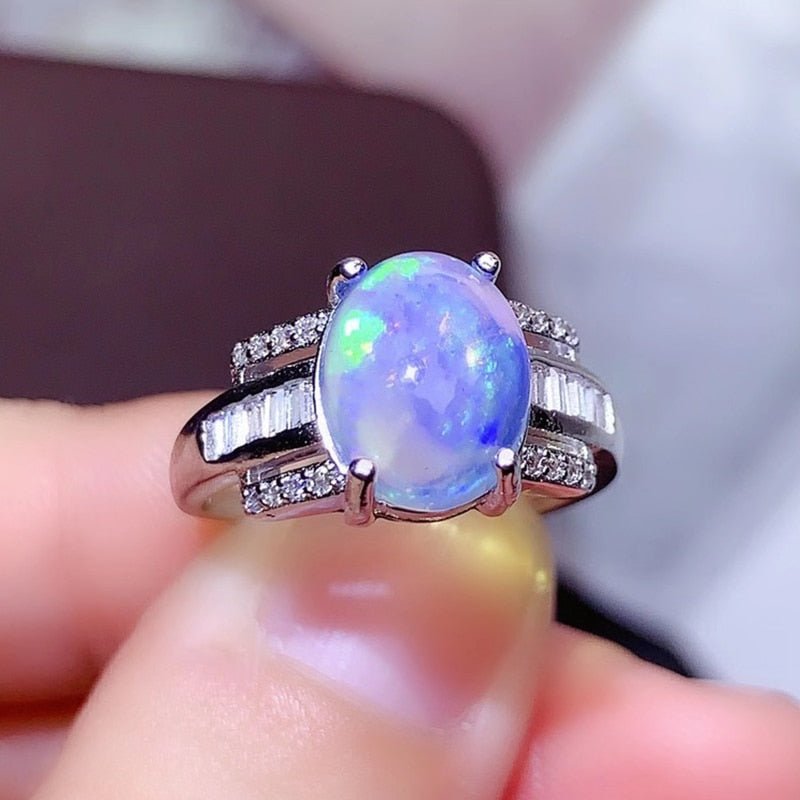 Australian White Opal in S925 Silver Ring for Women - Ideal Place Market