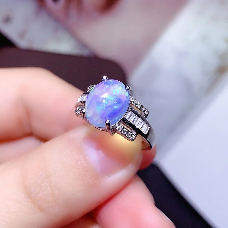 Australian White Opal in S925 Silver Ring for Women - Ideal Place Market