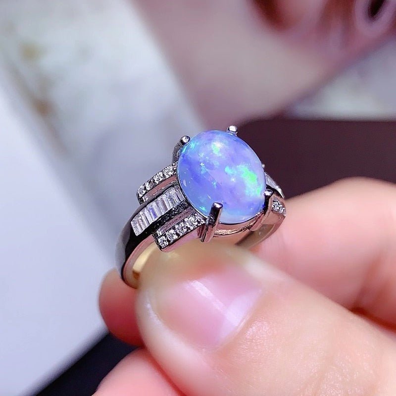 Australian White Opal in S925 Silver Ring for Women - Ideal Place Market