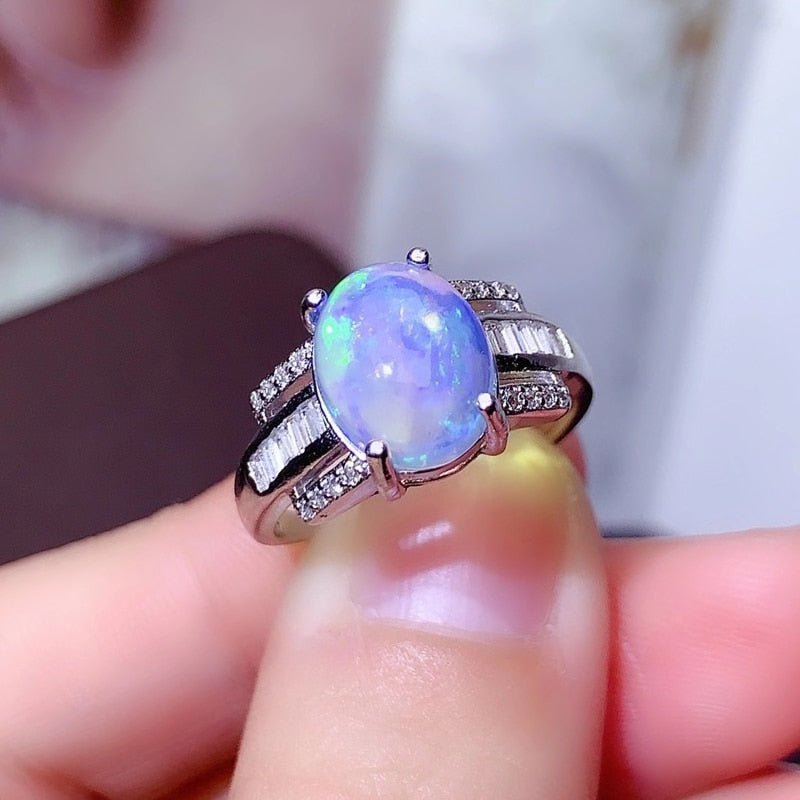 Australian White Opal in S925 Silver Ring for Women - Ideal Place Market