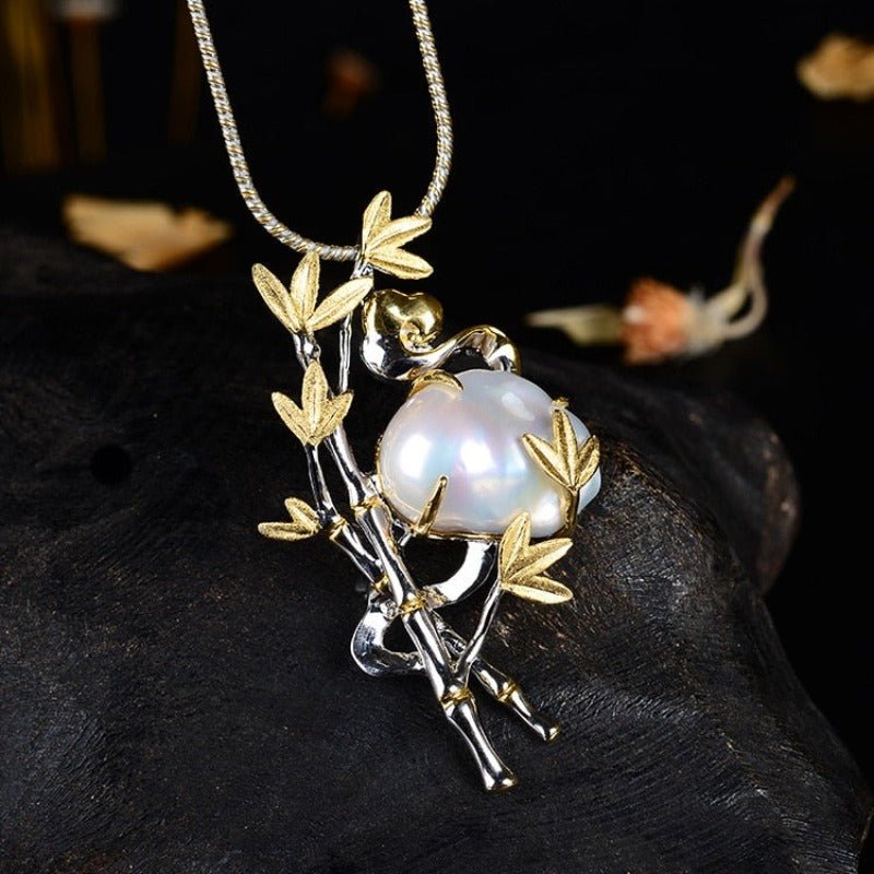 Bamboo and the Pearl Pendant/Brooch - Ideal Place Market