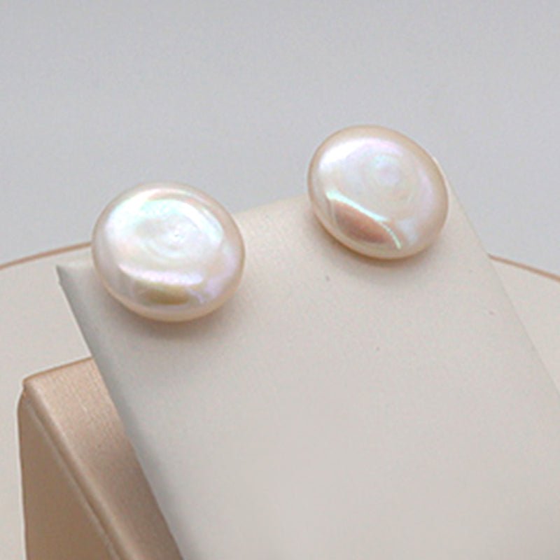 Baroque Button Freshwater Pearl Stud Earrings - Ideal Place Market