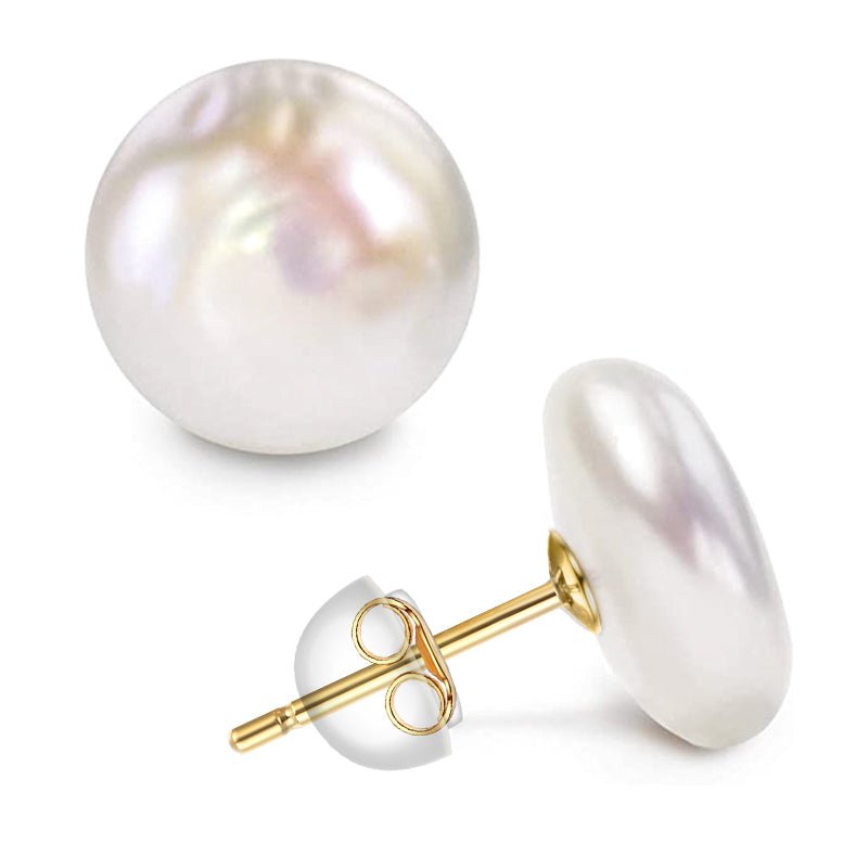 Baroque Button Freshwater Pearl Stud Earrings - Ideal Place Market