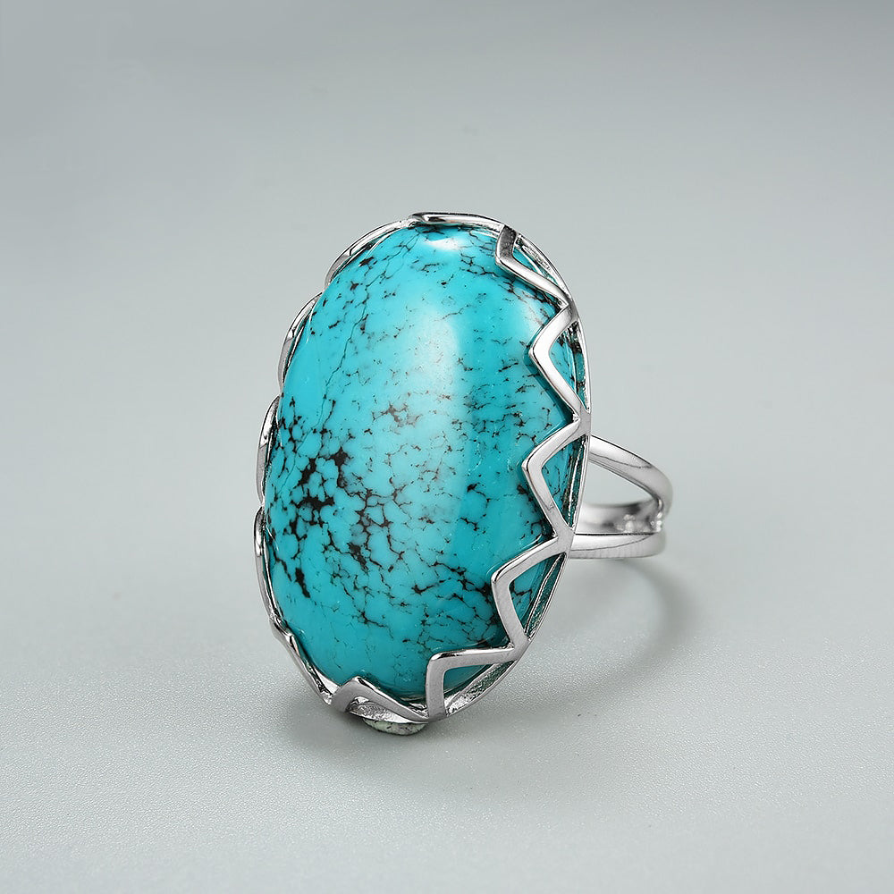 BIG Turquoise Gemstone S925 Silver Ring