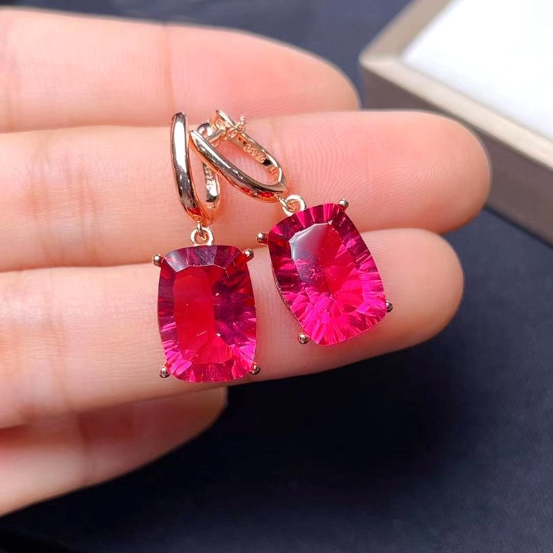 Blazing Red Topaz Earrings in Sterling Silver - Ideal Place Market