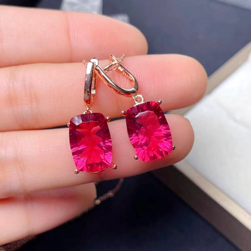 Blazing Red Topaz Earrings in Sterling Silver - Ideal Place Market