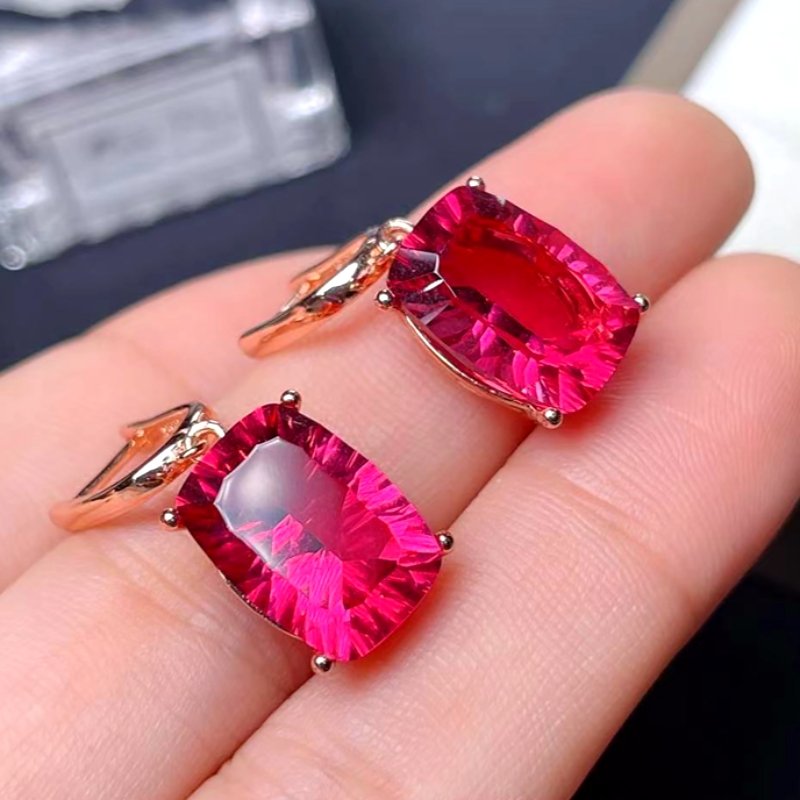 Blazing Red Topaz Earrings in Sterling Silver - Ideal Place Market