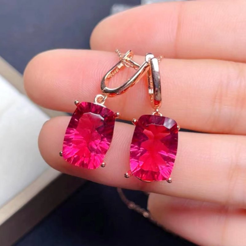 Blazing Red Topaz Earrings in Sterling Silver - Ideal Place Market