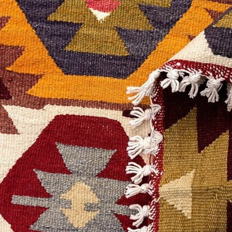 Bohemian Ecstacy Hand-Woven 100% Wool Turkish Kilim Rug - Ideal Place Market