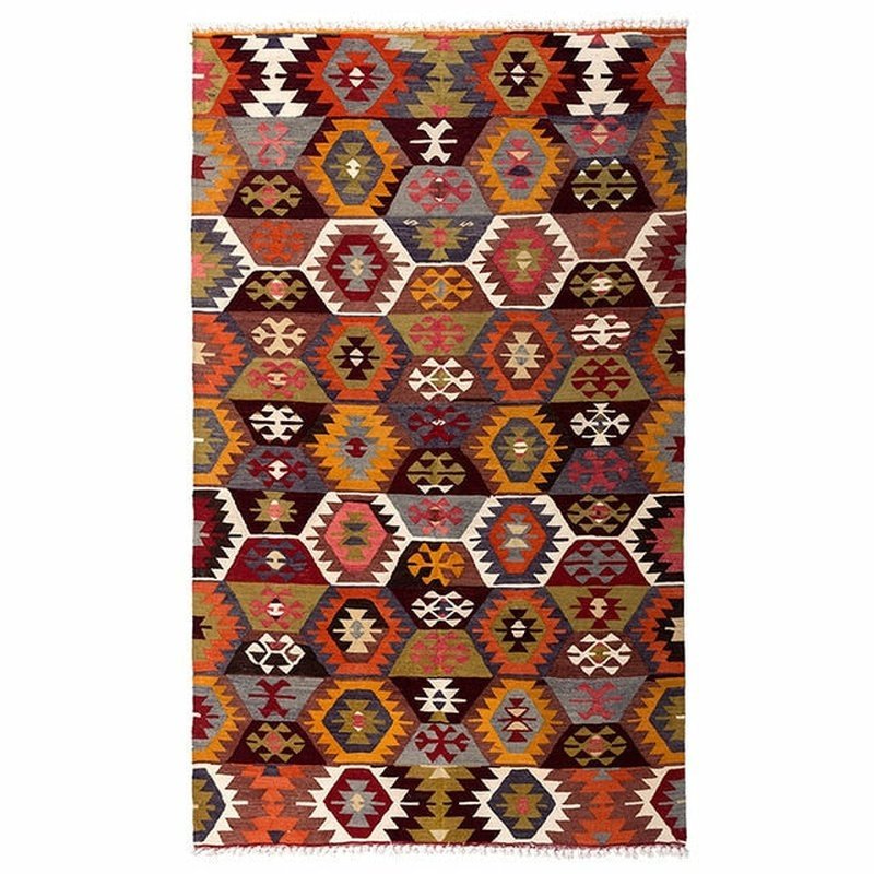 Bohemian Ecstacy Hand-Woven 100% Wool Turkish Kilim Rug - Ideal Place Market