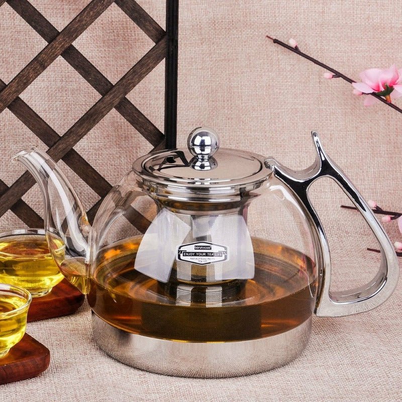 Borosilicate Glass & Stainless Steel Induction Teapot with Infuser - Ideal Place Market