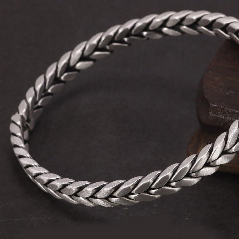 Braided S999 Sterling Silver Cuff Bracelet - Ideal Place Market