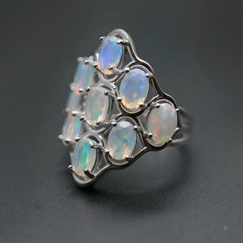 Brilliant Natural Opals Set In Ornate Sterling Silver - Ideal Place Market