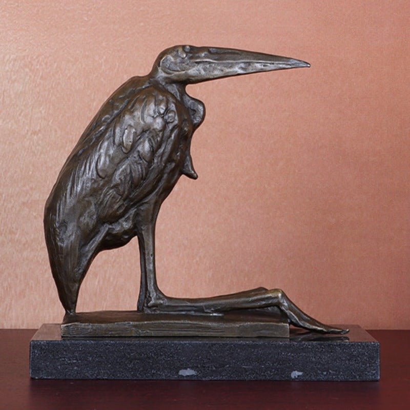 Bronze Coastal Bird Sculpture with Marble Base - Ideal Place Market