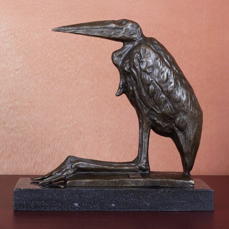 Bronze Coastal Bird Sculpture with Marble Base - Ideal Place Market