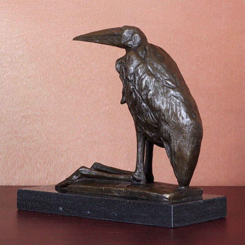 Bronze Coastal Bird Sculpture with Marble Base - Ideal Place Market