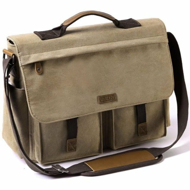 Canvas Messenger Bag with Padded Laptop Compartment - Ideal Place Market