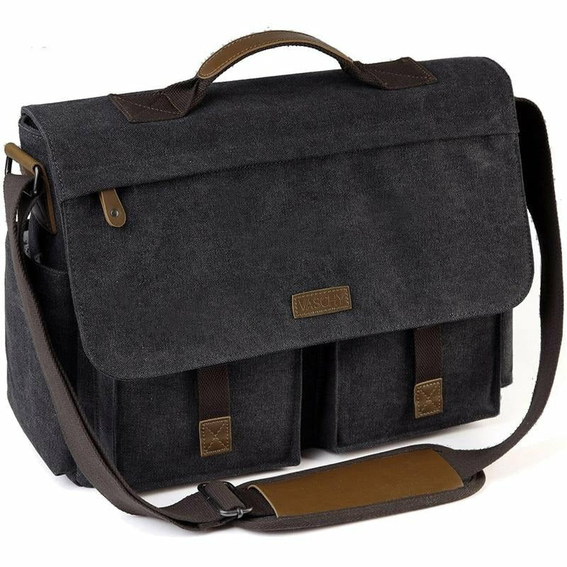 Canvas Messenger Bag with Padded Laptop Compartment - Ideal Place Market