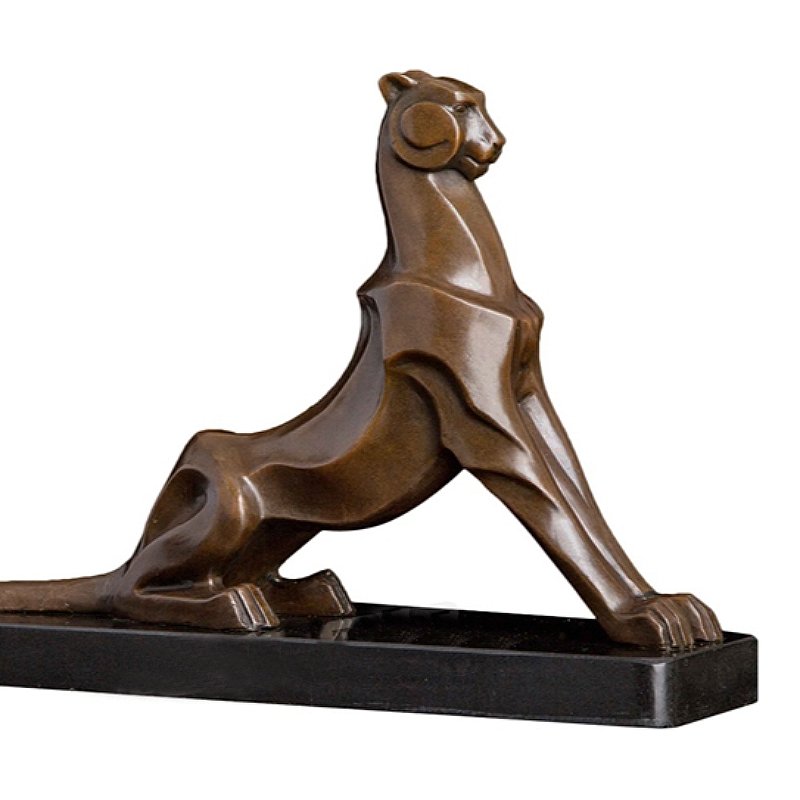 Chiseled Bronze Panther on Marble Base - Ideal Place Market