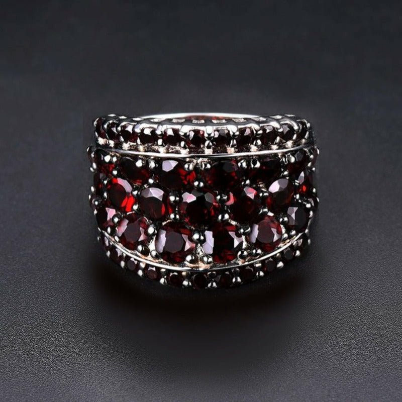 Chunky Red Garnet & S925 Silver Ring - 5.5CT - Ideal Place Market