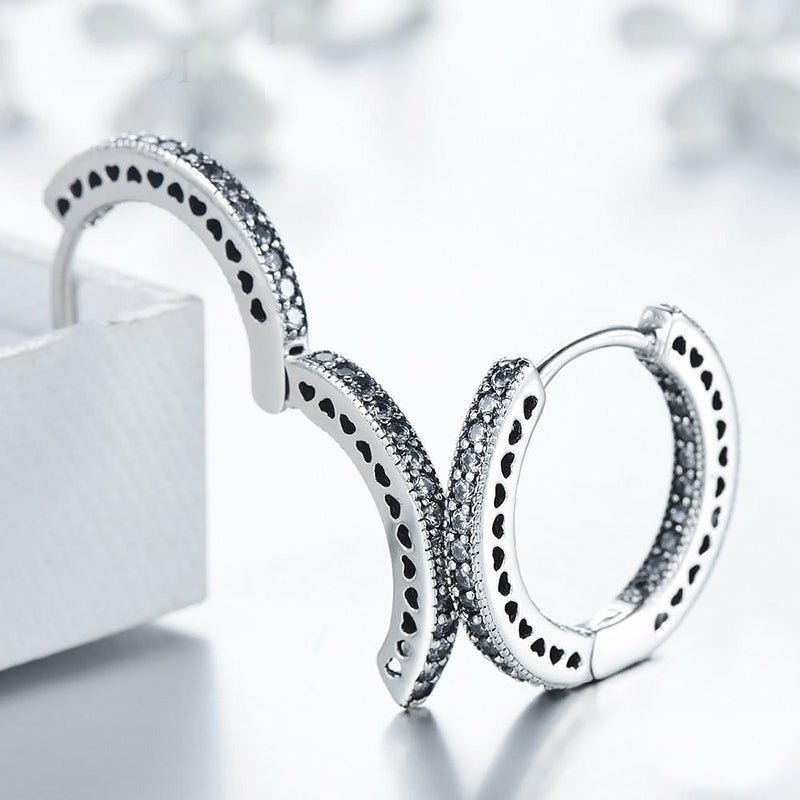 Circle of Hearts Cubic Zirconia Pavé Hoop Earrings - Ideal Place Market