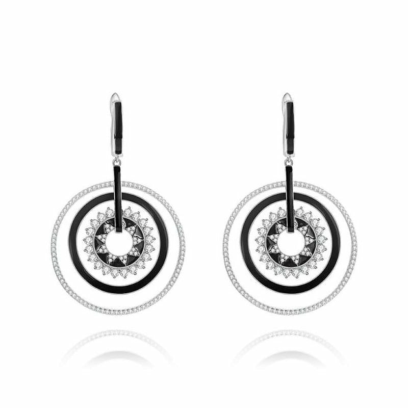 Circular Sterling Silver & Gem Drop Earrings - 3 Gem Choices - Ideal Place Market