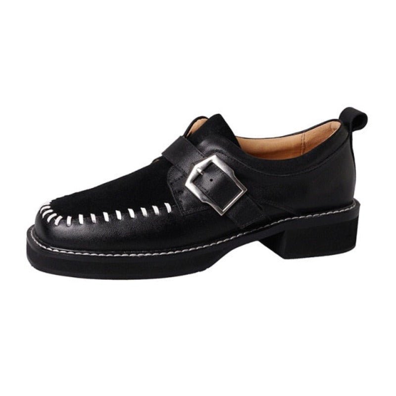 Classic British Two-Tone Genuine Leather Mini-Platform Loafers - Ideal Place Market