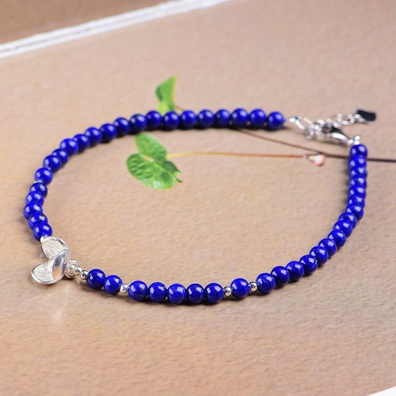 Cleansing Lapis Lazuli S925 Silver Adjustable Anklet - Ideal Place Market