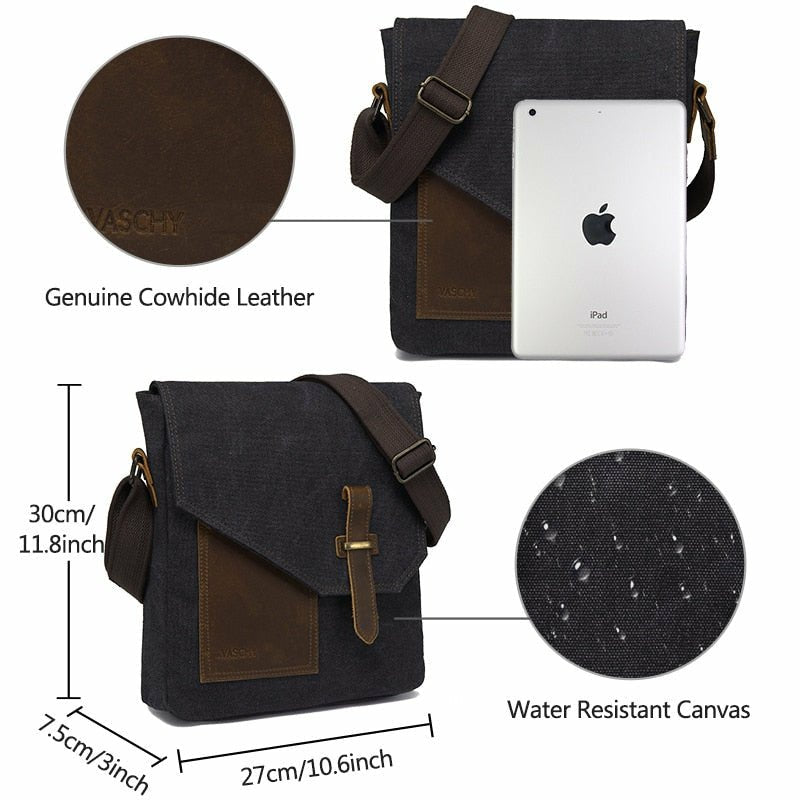 Cowhide & Canvas Small Messenger Bag - Ideal Place Market