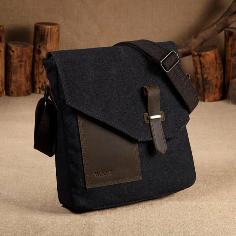 Cowhide & Canvas Small Messenger Bag - Ideal Place Market