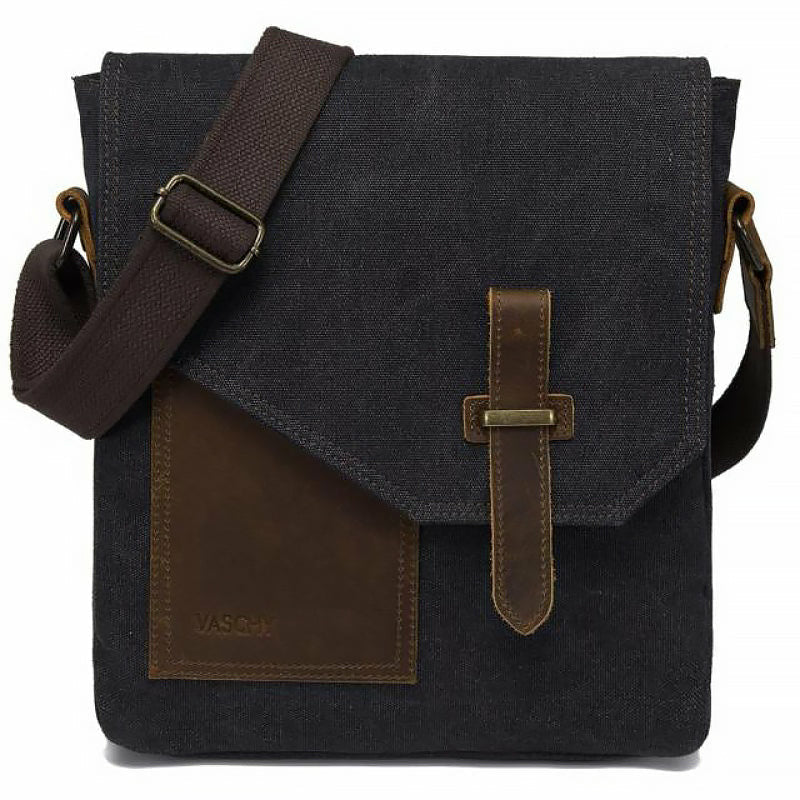 Cowhide & Canvas Small Messenger Bag - Ideal Place Market