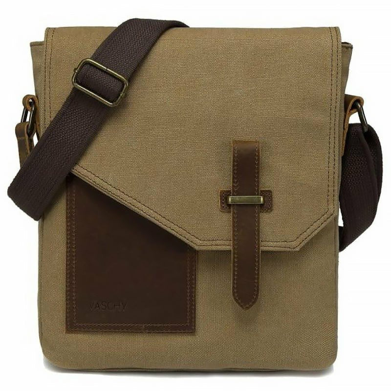 Cowhide & Canvas Small Messenger Bag - Ideal Place Market