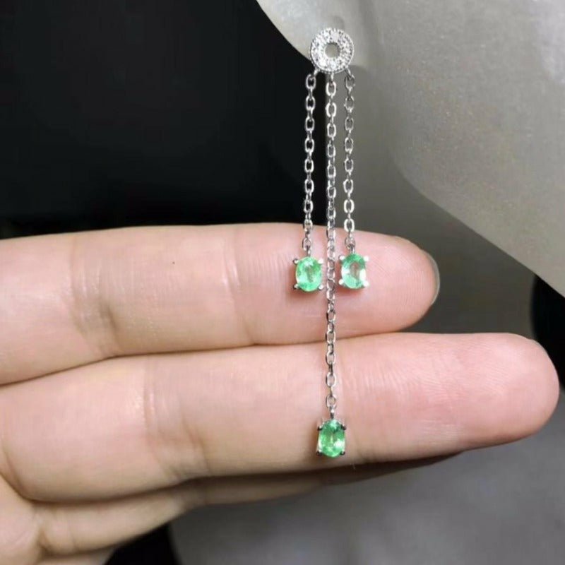 Dangle Drop Natural Emerald Earrings for Women - Ideal Place Market