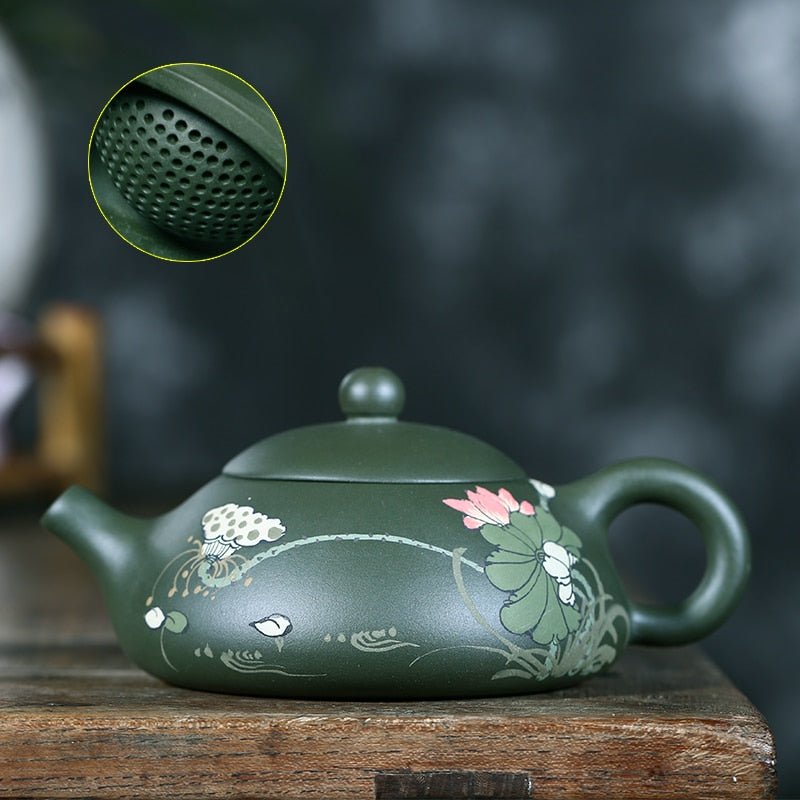 Dark Green Handmade & Painted Yixing Teapot 210ml - 3 Designs - Ideal Place Market