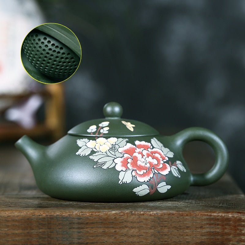 Dark Green Handmade & Painted Yixing Teapot 210ml - 3 Designs - Ideal Place Market