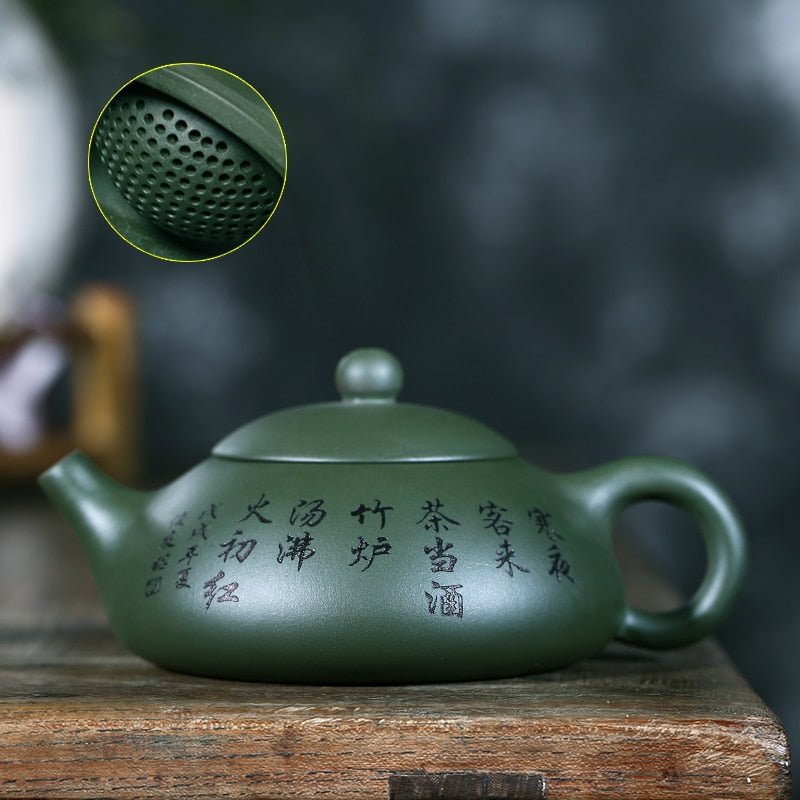 Dark Green Handmade & Painted Yixing Teapot 210ml - 3 Designs - Ideal Place Market