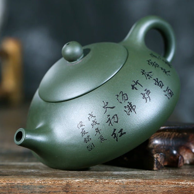 Dark Green Handmade & Painted Yixing Teapot 210ml - 3 Designs - Ideal Place Market