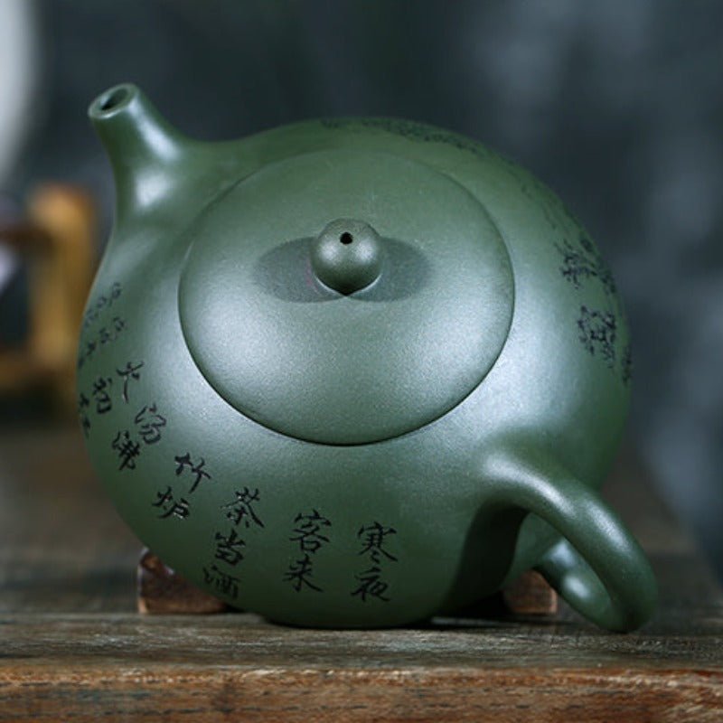 Dark Green Handmade & Painted Yixing Teapot 210ml - 3 Designs - Ideal Place Market